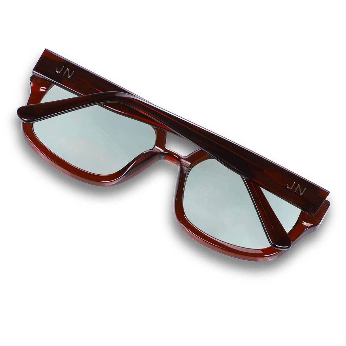 Dark red sunglasses with a greenish lens | Phil | JohNocera
