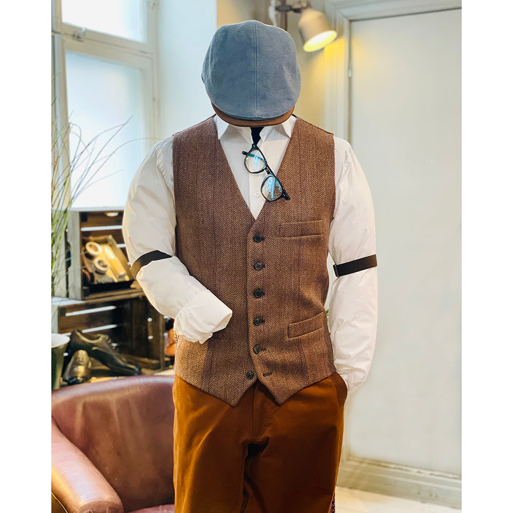 Ruskea ruudullinen tweed- liivi ⎪ Posillipo 1930