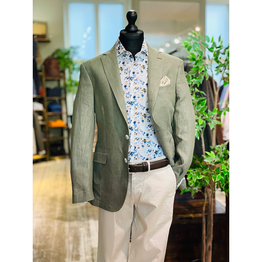 Valkoinen kauluspaita sinisellä / vaaleanpunaisella kuviolla⎪ Volterra  ⎪ Circus Red