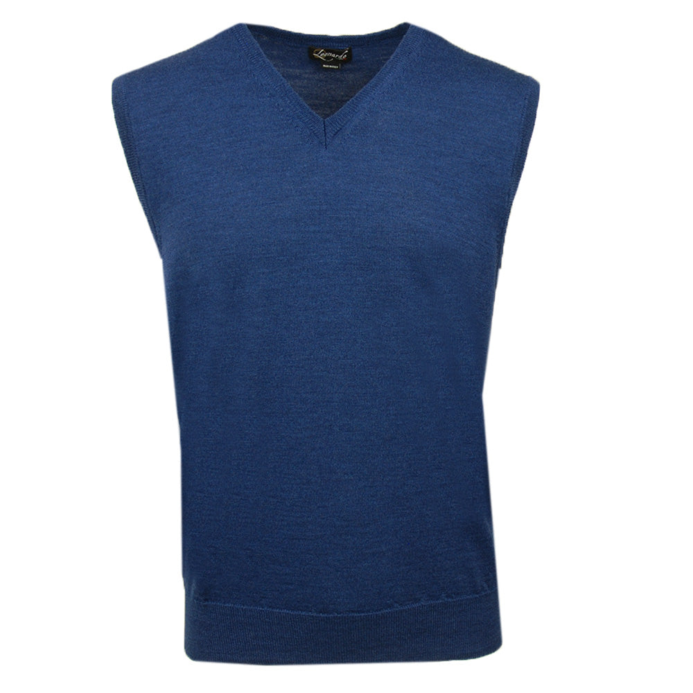 Blue merino wool vest⎪ Enzo Slipover ⎪ Leonardo