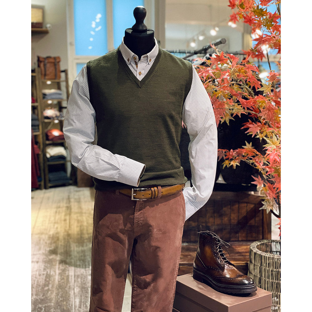 Tumma oliivinvihreä merinovillaliivi⎪ Enzo Slipoveri ⎪ Leonardo