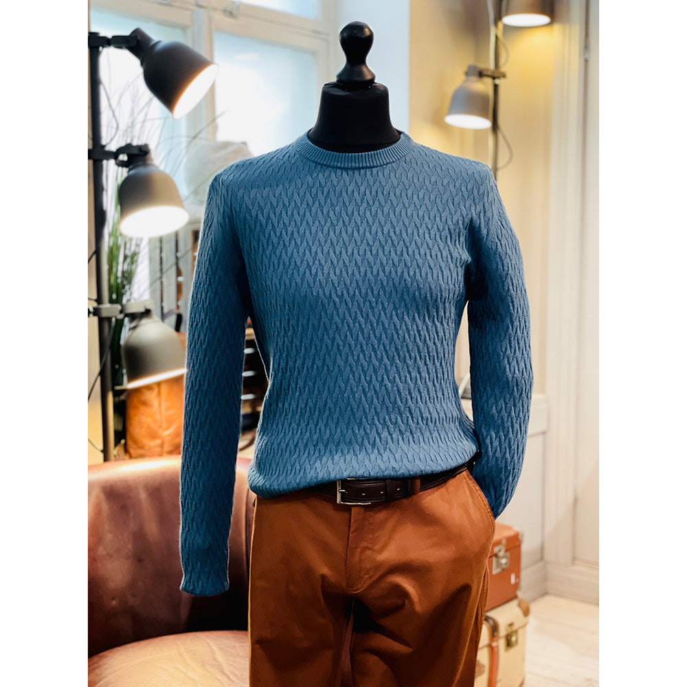 Petrol blue cotton / cashmere sweater⎪ Aldo ⎪ Leonardo