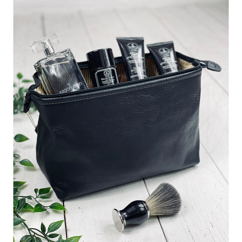 Iso schwarze matte Leder-Kulturtasche⎪ Tuscany Leather