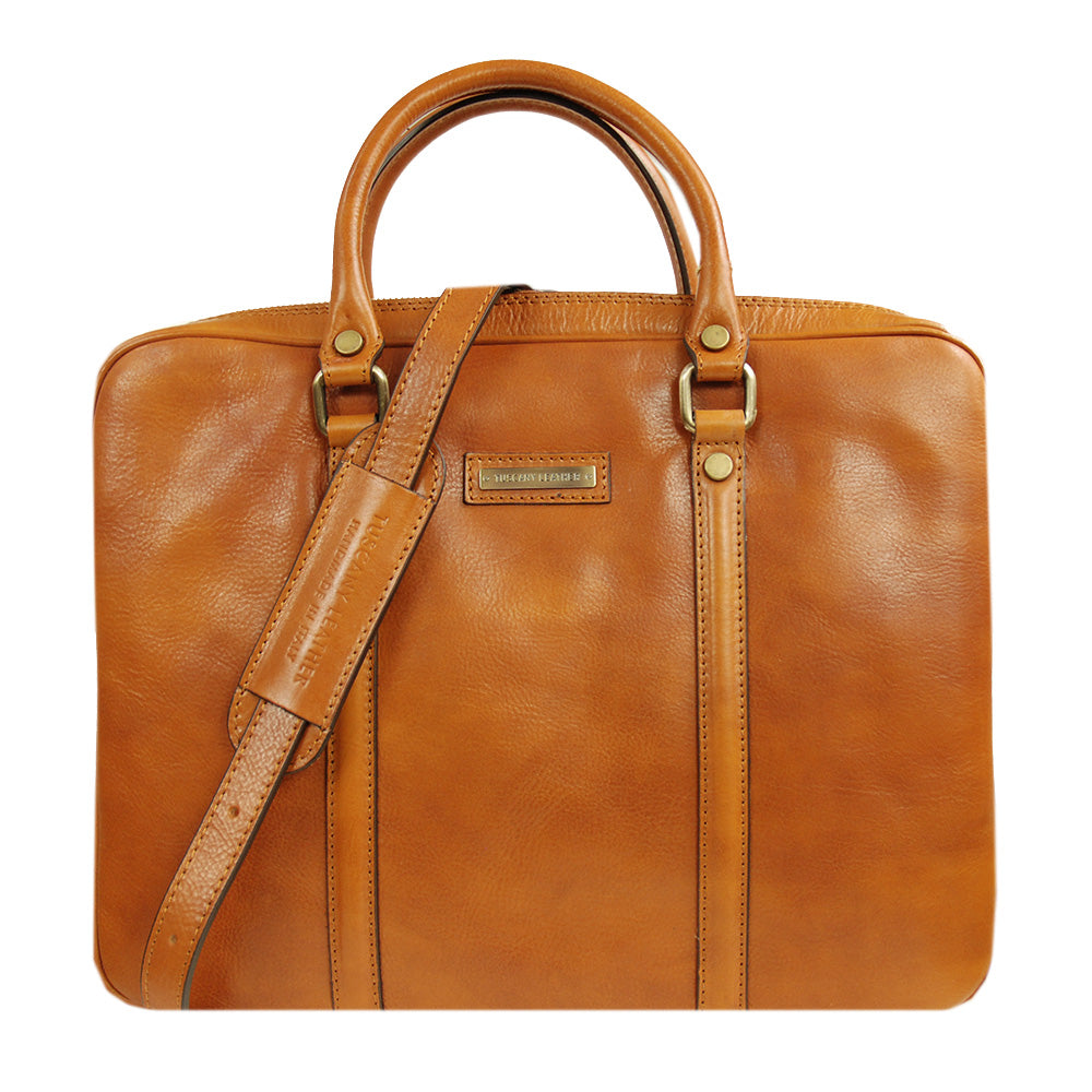 Ljusbrun läderportfölj 14" ⎪ Tuscany Leather