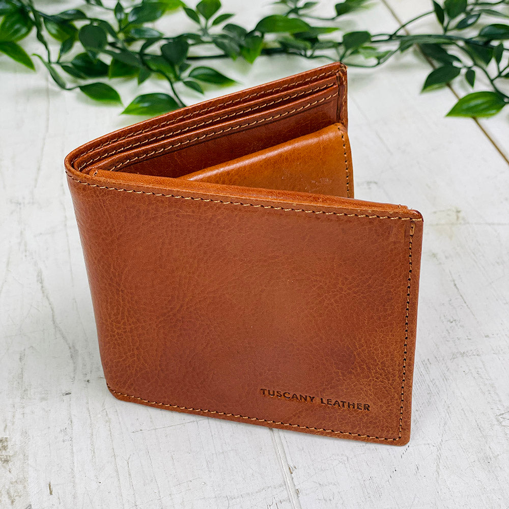 Vaaleanruskea nahkalompakko kolikkotaskulla⎪Tuscany Leather