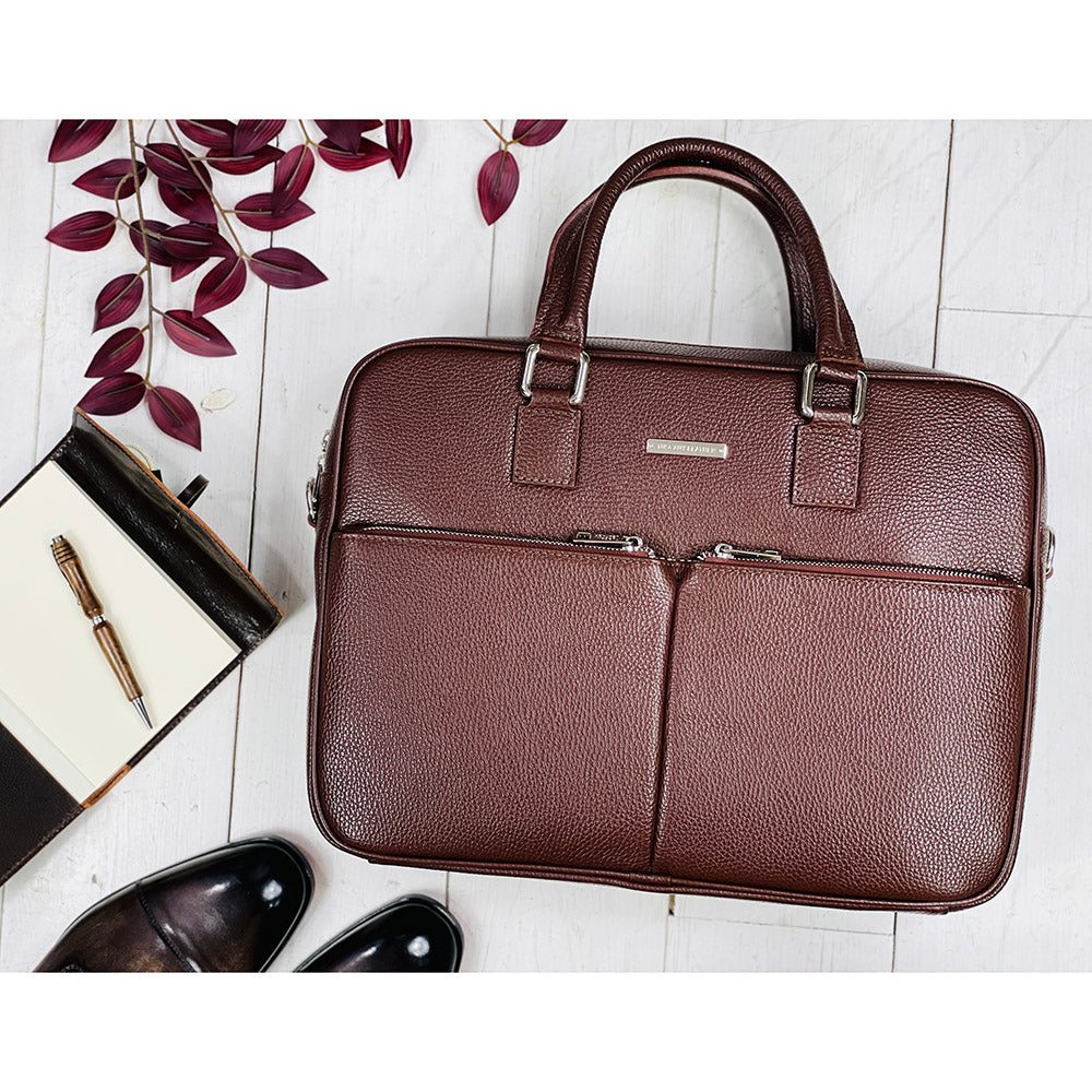 Large dark brown leather briefcase 17.3" ⎪ Treviso ⎪ Tuscany Leather