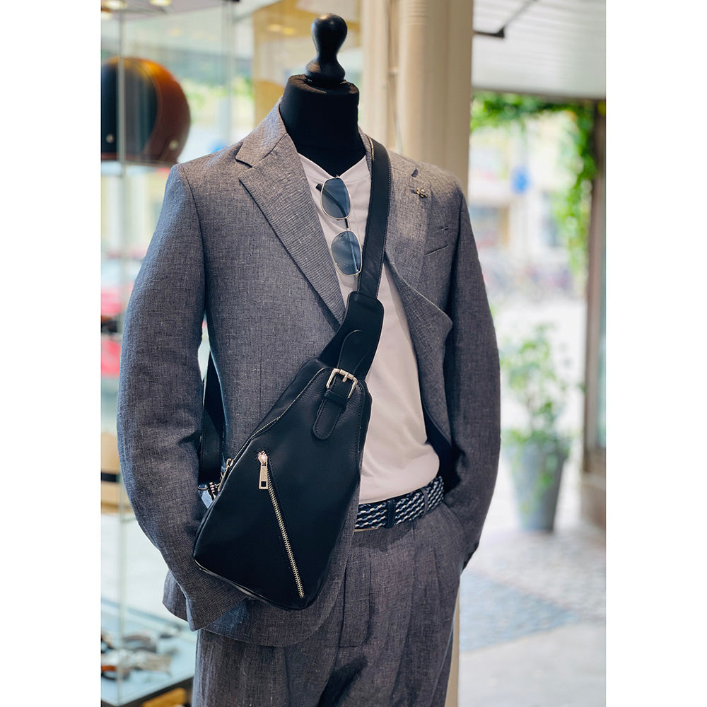 Schwarze matte Crossbody-Ledertasche ⎪ Kevin ⎪ Tuscany Leather