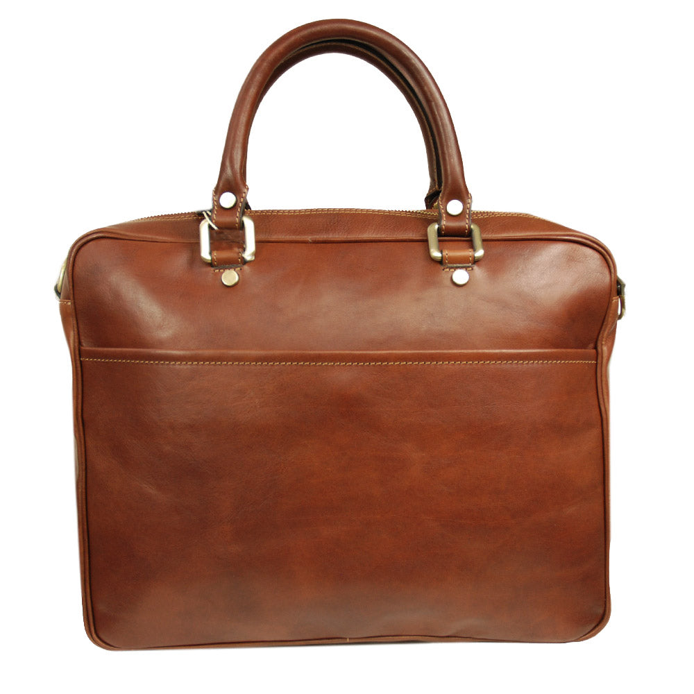 Large honey-colored leather briefcase 15.6"⎪ Pisa⎪ Tuscany Leather