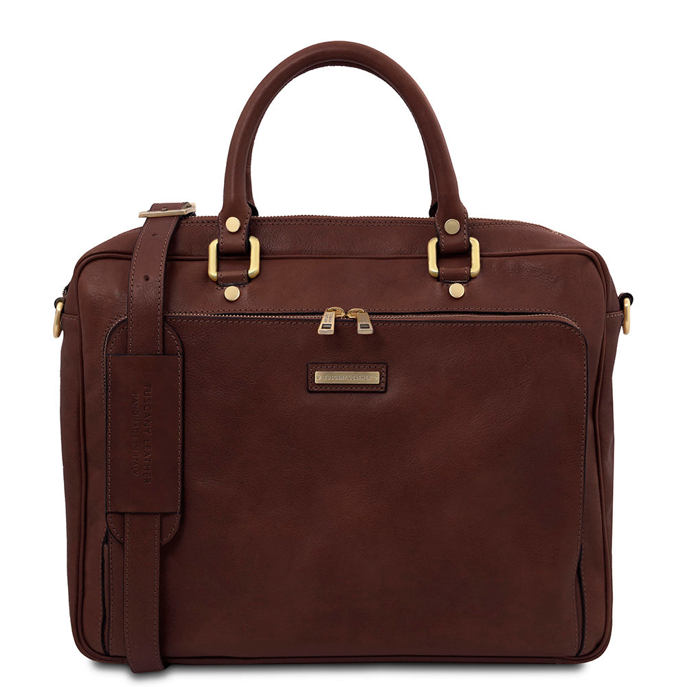 Große honigfarbene Ledertasche 15,6"⎪ Pisa⎪ Tuscany Leather
