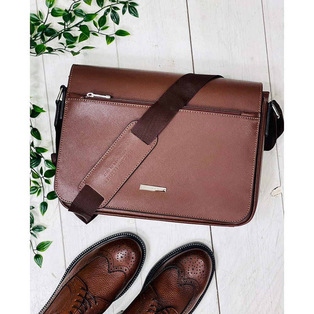 Ruskea messenger laukku⎪ Saffiano ⎪ Tuscany Leather