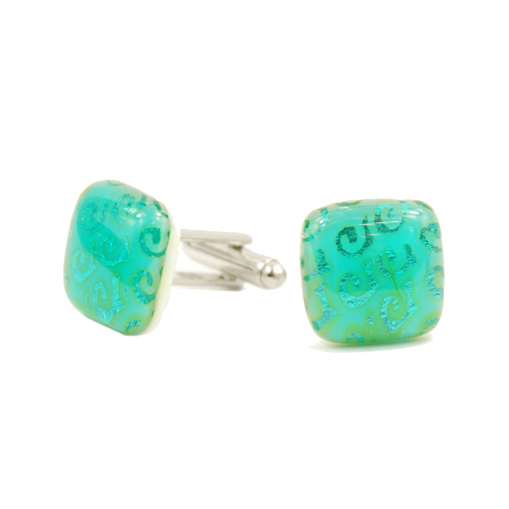 Turquoise glass cufflinks ⎪  Tinti Matteo Venice