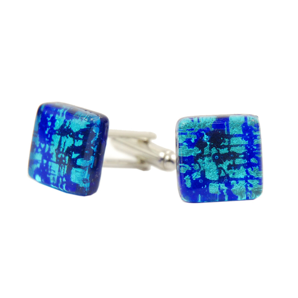 Petrol Blue Glass Cufflinks⎪ Tinti Matteo Venice