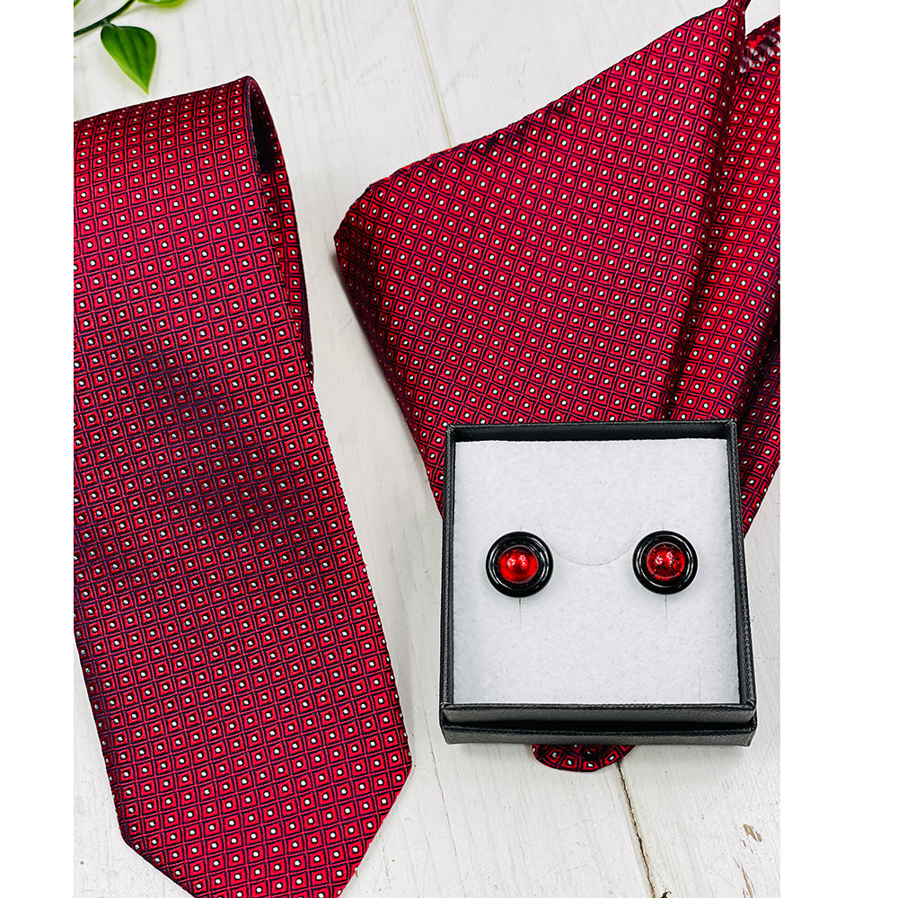 Round Red and Black Cufflinks⎪ Tinti Matteo Venice