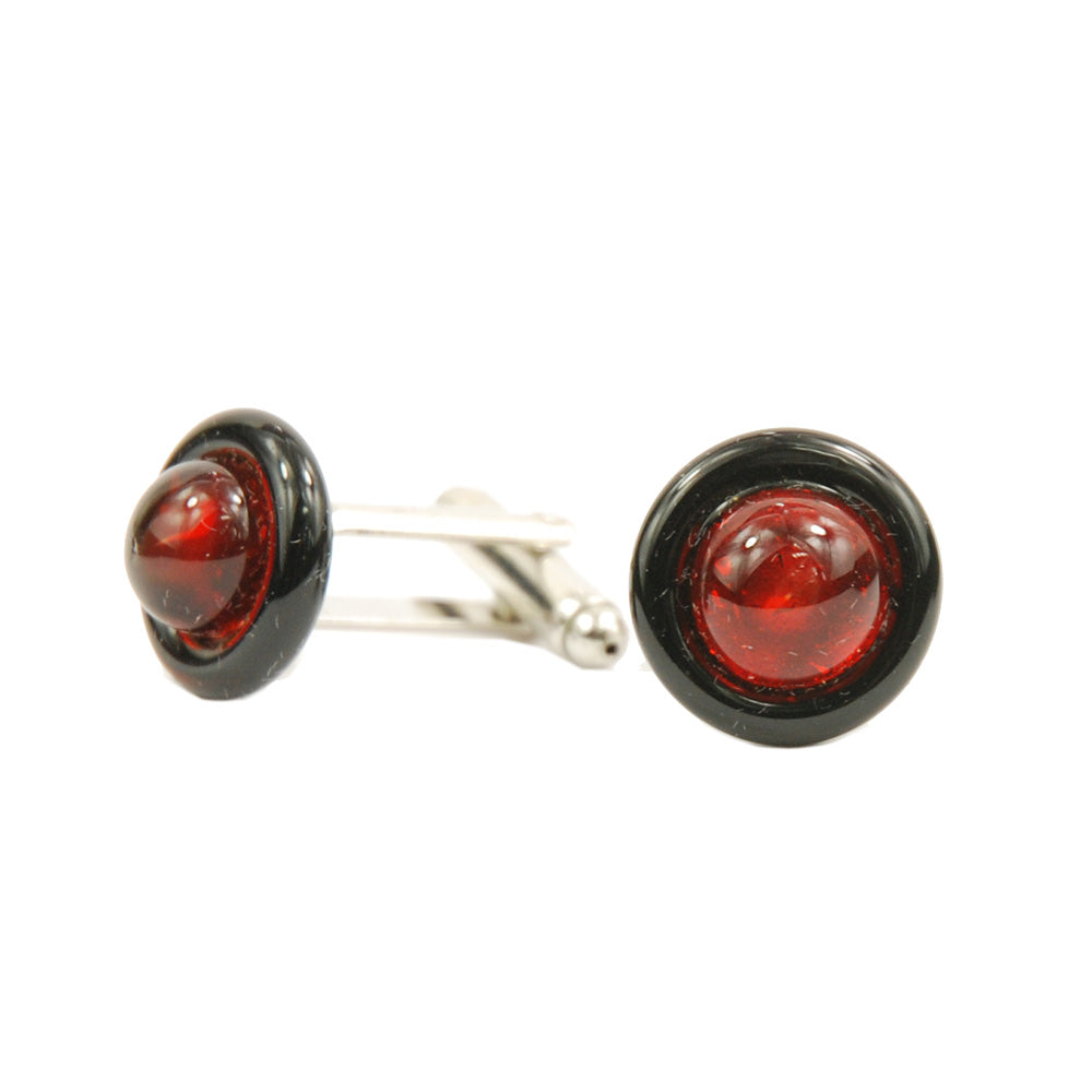 Round Red and Black Cufflinks⎪ Tinti Matteo Venice