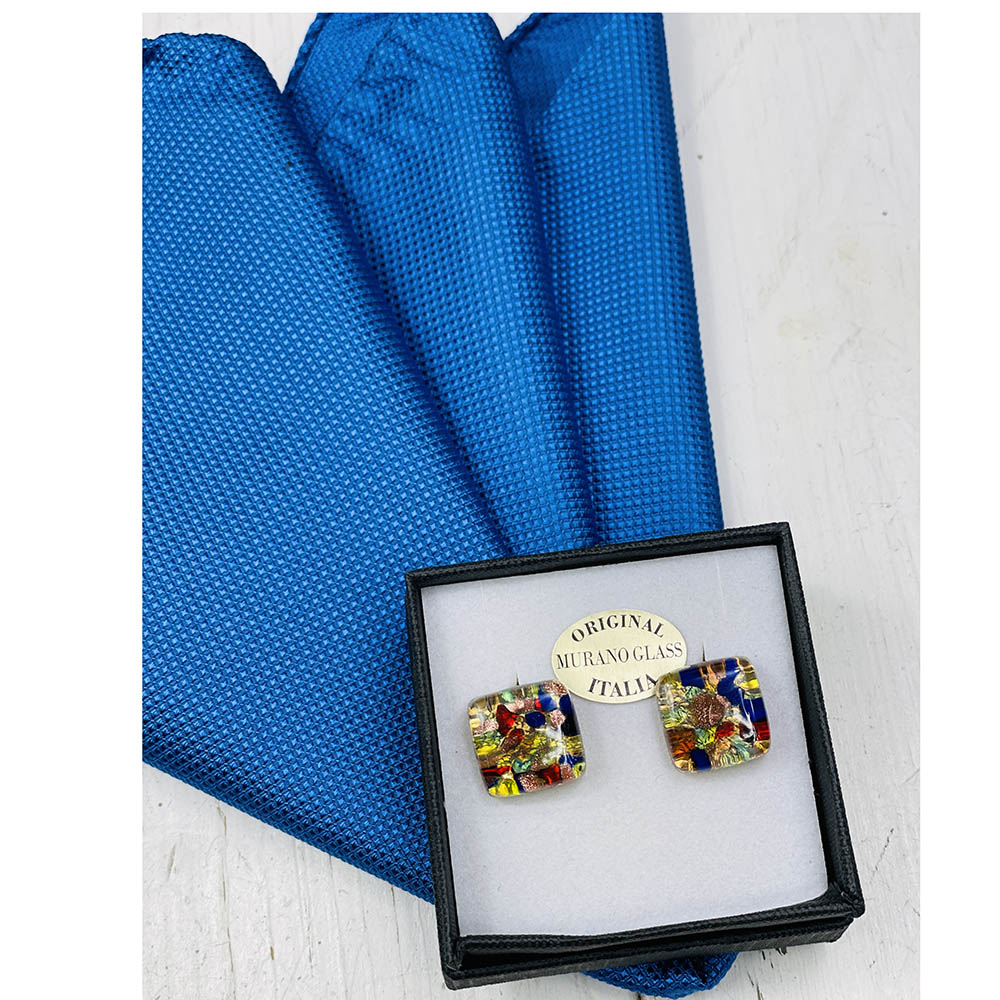 Colorful / Gold Glass Cufflinks⎪ Tinti Matteo Venice