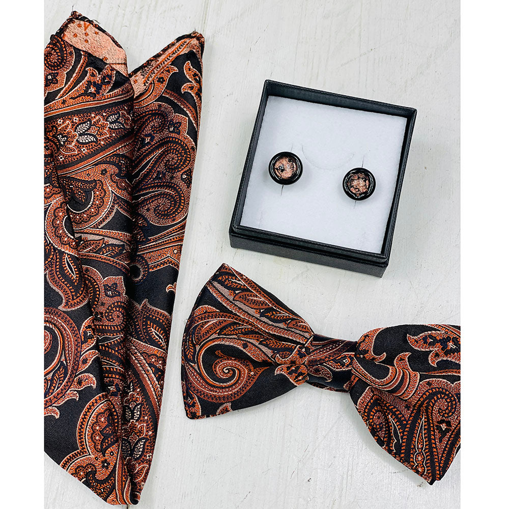 Round Black / Copper cufflinks⎪ Tinti Matteo Venice