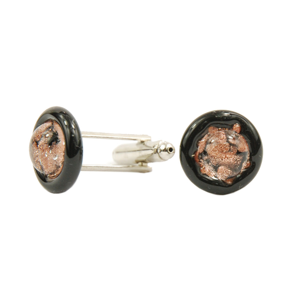Round Black / Copper cufflinks⎪ Tinti Matteo Venice