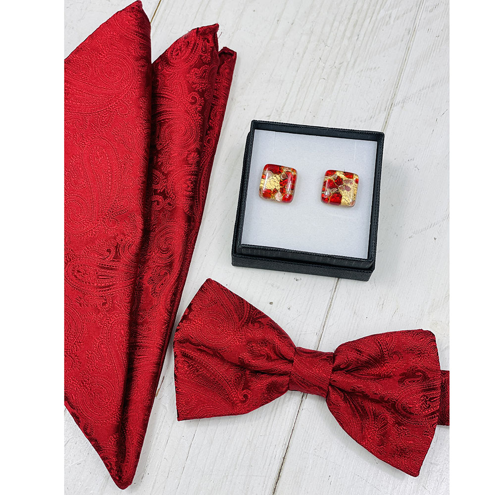 Red / Gold Glass Cufflinks⎪ Tinti Matteo Venice