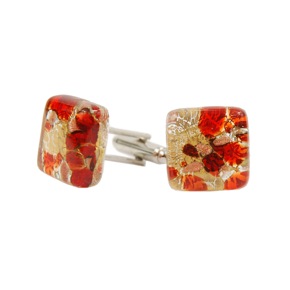 Red / Gold Glass Cufflinks⎪ Tinti Matteo Venice