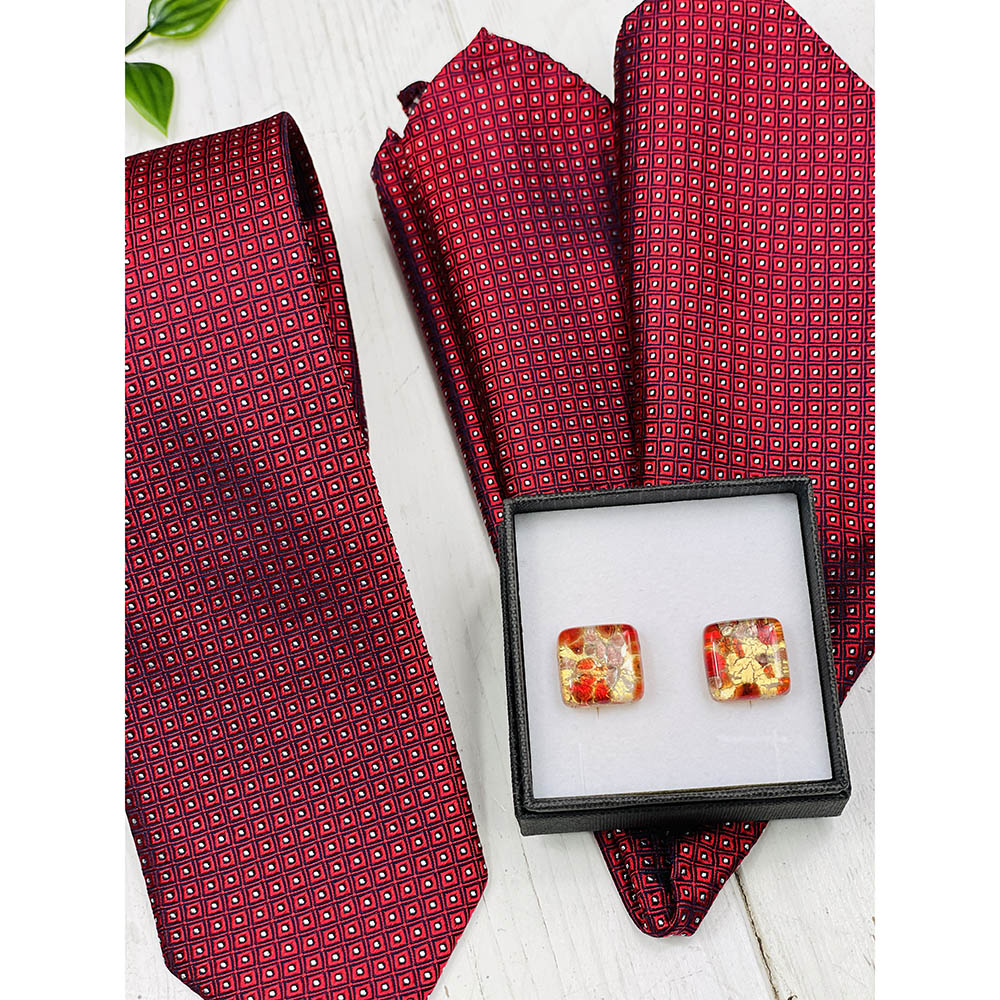 Gold / Red cufflinks⎪ Tinti Matteo Venice
