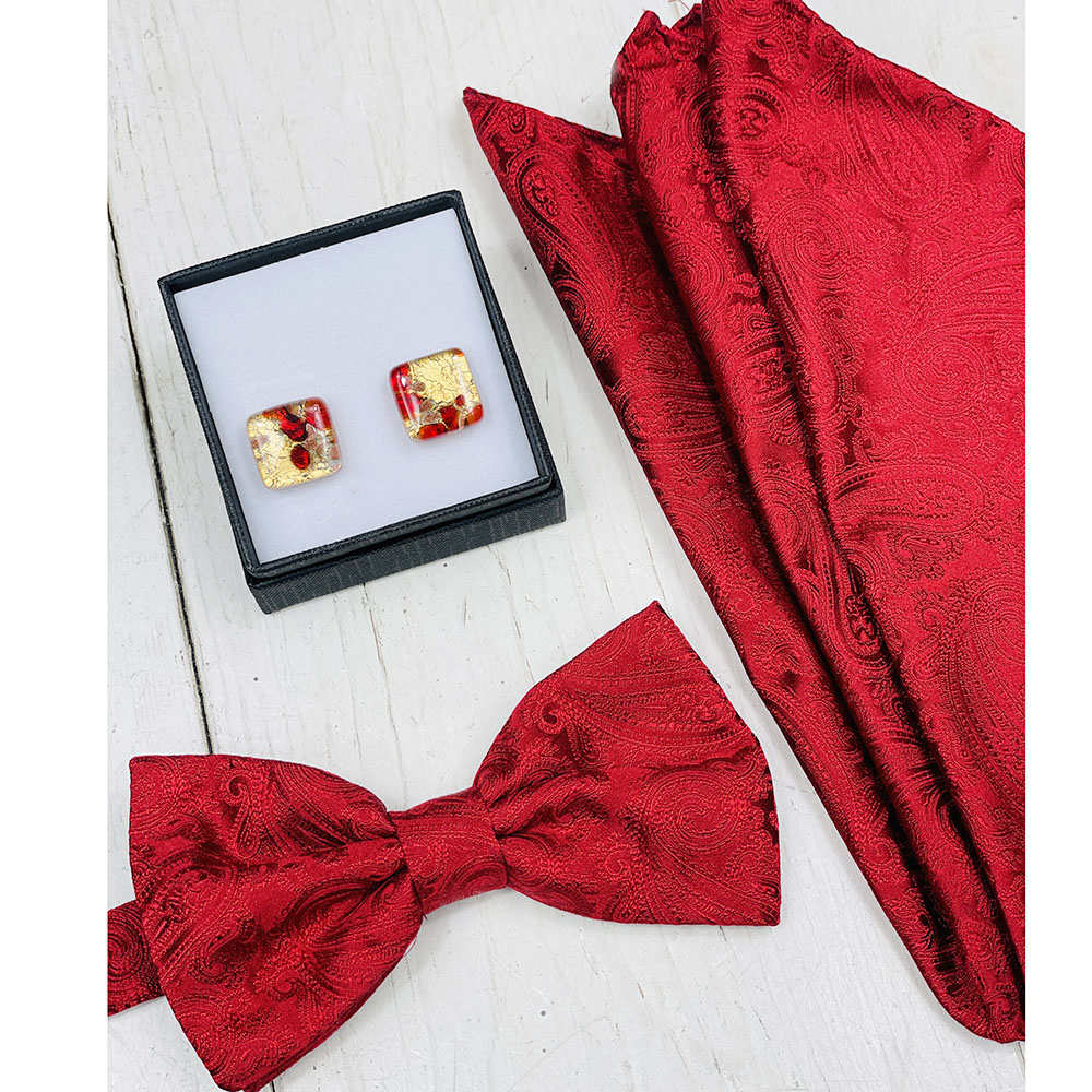 Gold / Red glass cufflinks⎪ Tinti Matteo Venice