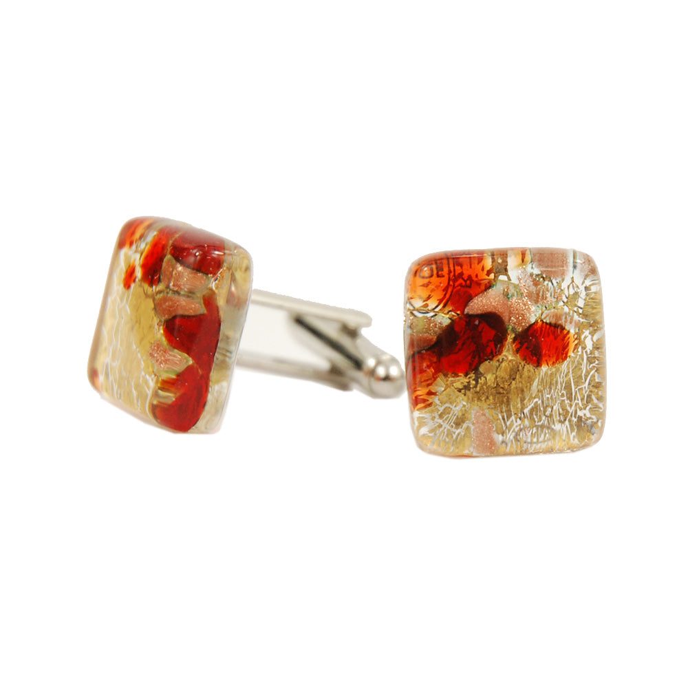 Gold / Red glass cufflinks⎪ Tinti Matteo Venice