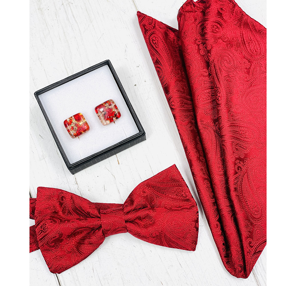 Festive Gold / Red Cufflinks⎪ Tinti Matteo Venice