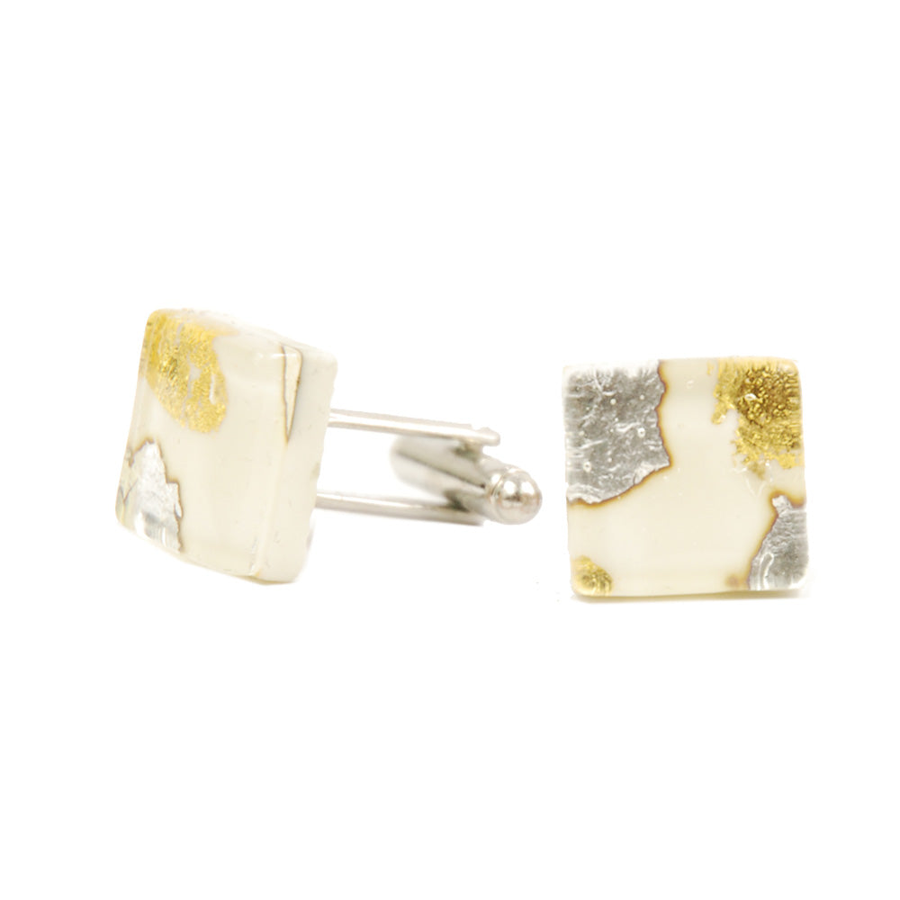 White cufflinks with silver/gold embellishment ⎪ Tinti Matteo Venice