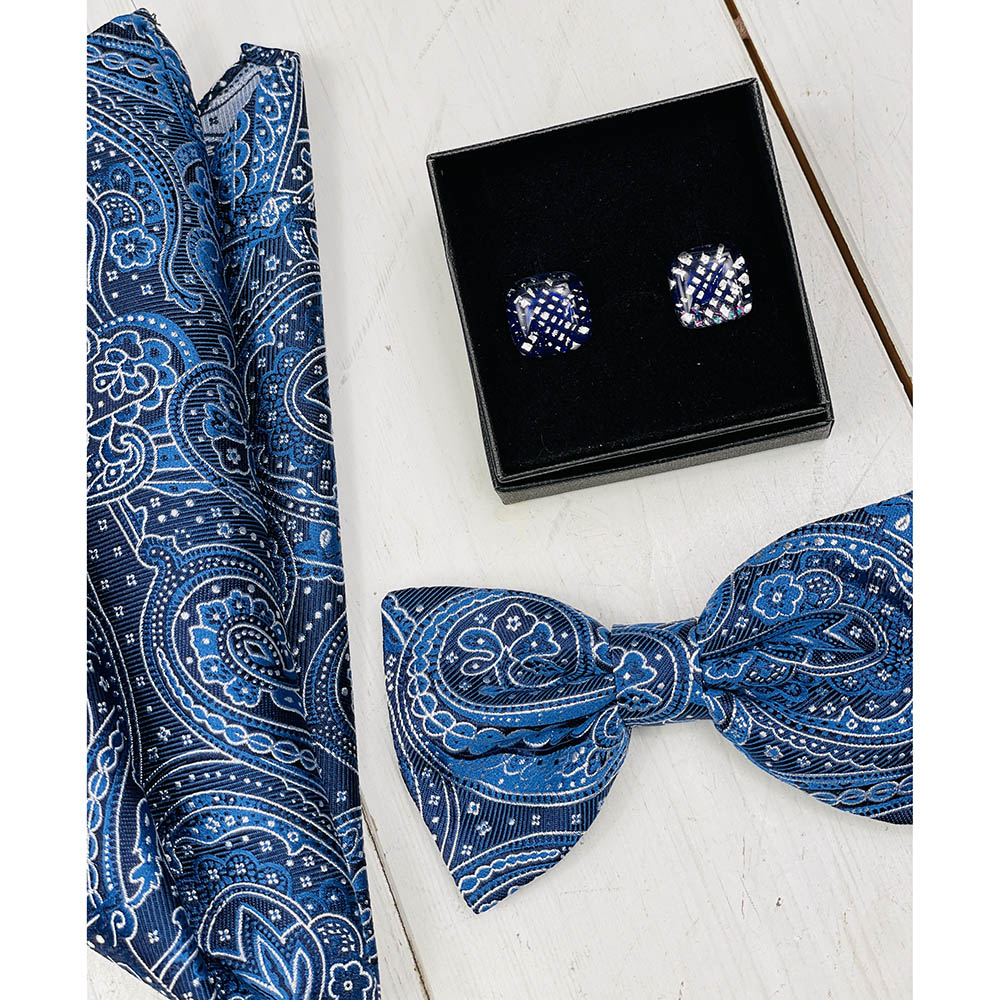Blue/Silver glass cufflinks ⎪ Tinti Matteo Venice
