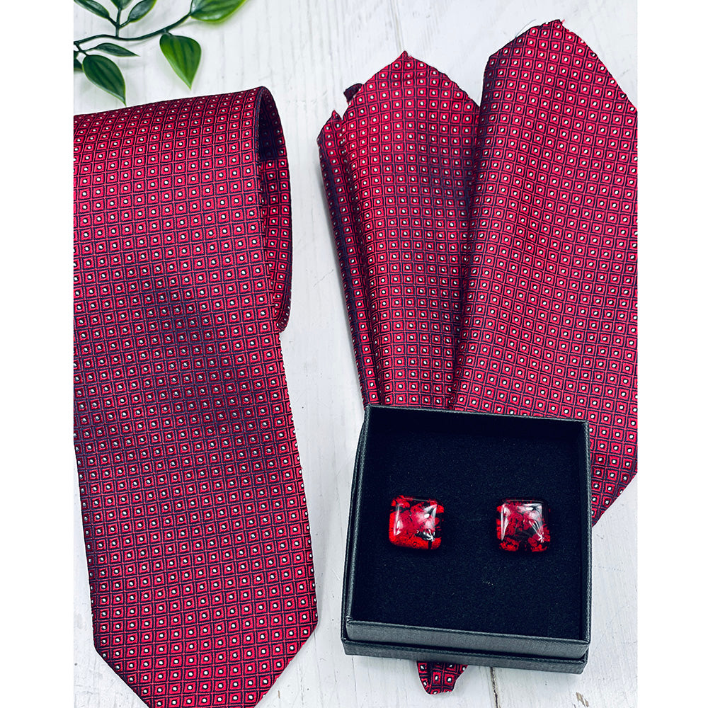Red/Black Glass Cufflinks⎪ Tinti Matteo Venice