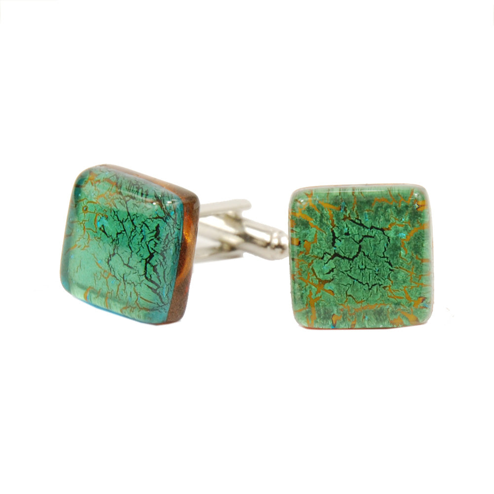 Blue-Green Glass Cufflinks⎪ Tinti Matteo Venice