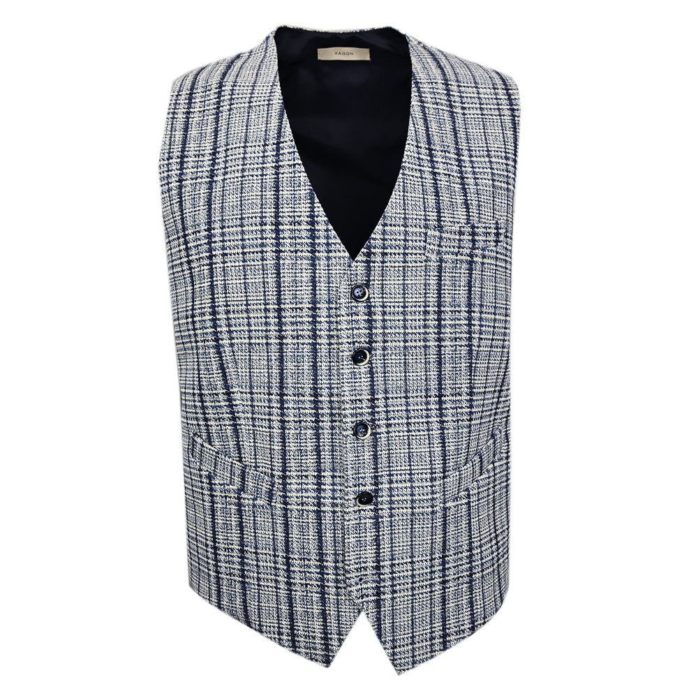 Sininen / Vaaleanharmaa ruudullinen liivi⎪ Savona ⎪ Xagon Man