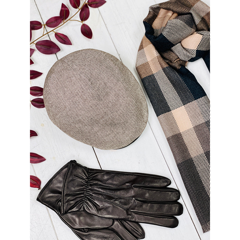 Vaaleanruskea kalanruotokuvioinen flat cap ⎪ Montà⎪  Xagon Man