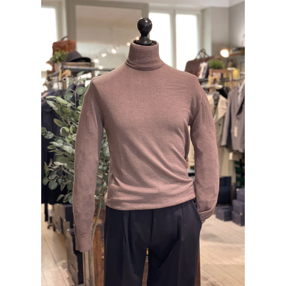 Brown merino wool turtleneck sweater⎪ Xagon Man