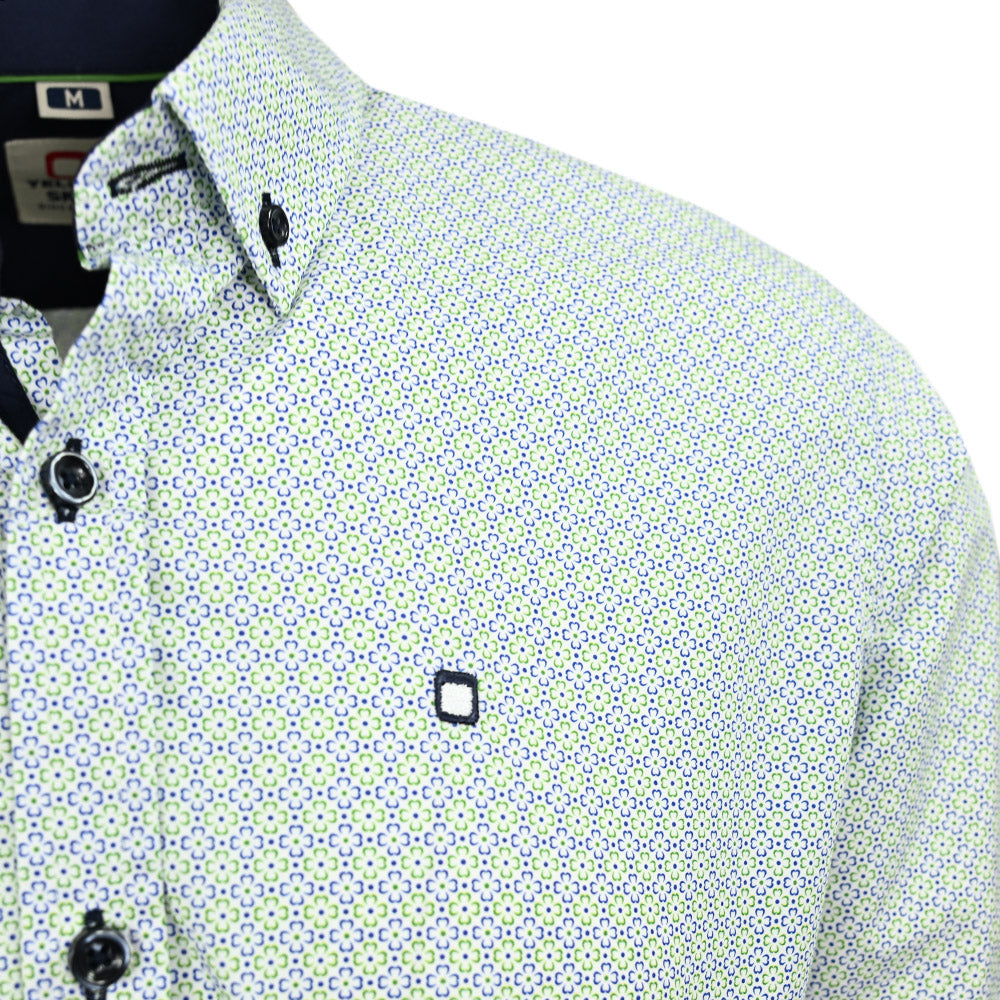 White dress shirt with a green/blue pattern ⎪ Ralph ⎪ Y.S. Original