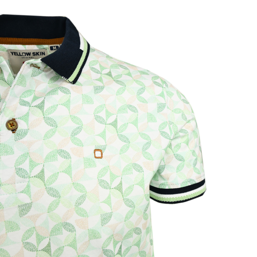 Weiß/ Grün gemustertes Poloshirt ⎪ Farbe ⎪ Y.S. Original