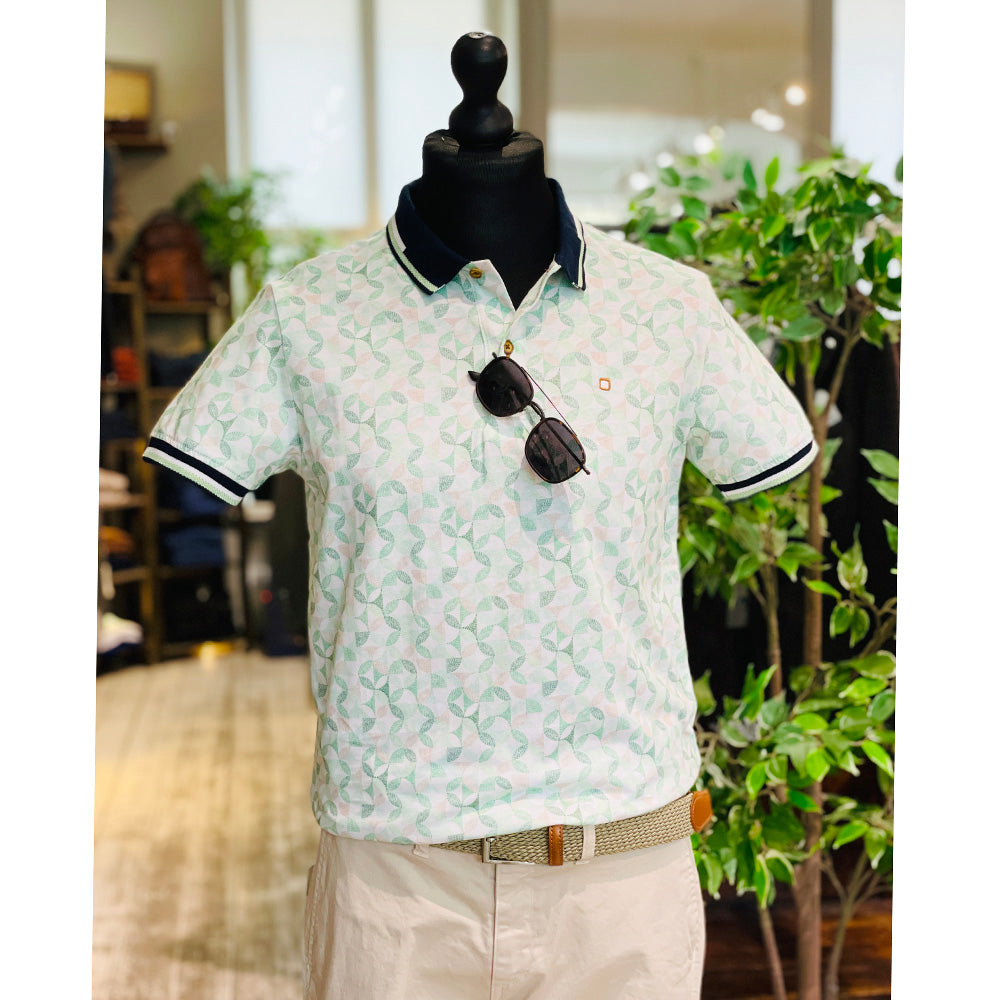 Weiß/ Grün gemustertes Poloshirt ⎪ Farbe ⎪ Y.S. Original