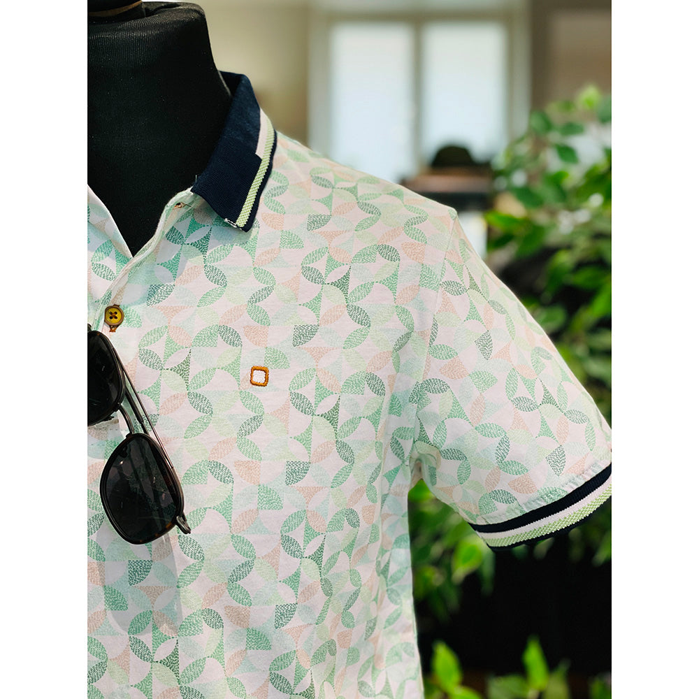 Weiß/ Grün gemustertes Poloshirt ⎪ Farbe ⎪ Y.S. Original