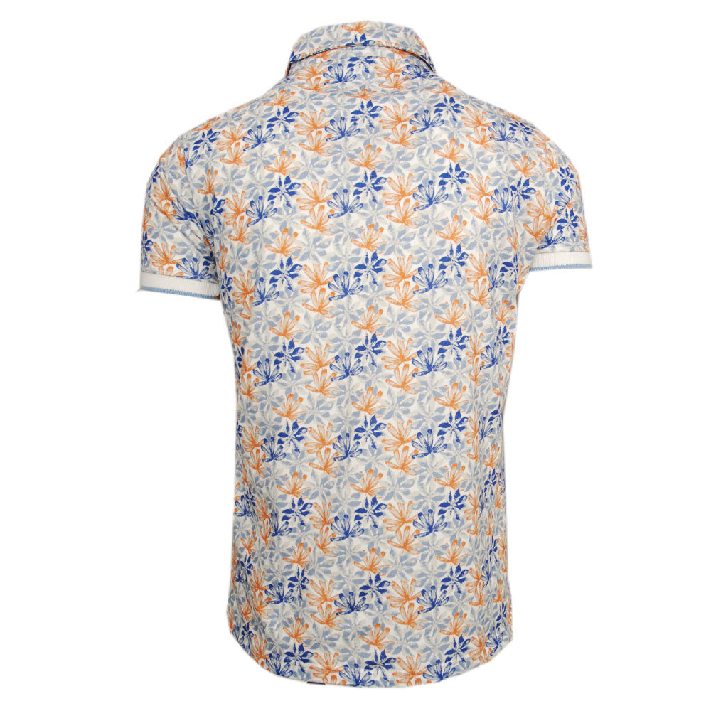Weißes Poloshirt mit türkisfarbenem Muster ⎪ Pattern ⎪ Yellow Skin