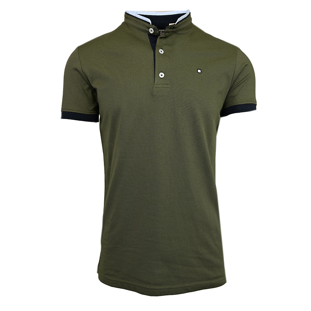 Dunkel olivgrünes Poloshirt mit Stehkragen ⎪ Y.S. Original