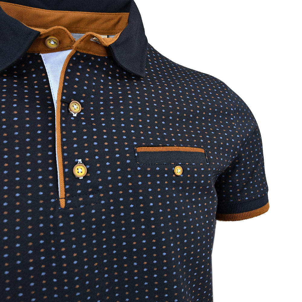 Dark navy patterned polo shirt ⎪ Double Dots ⎪ Y.S. Original