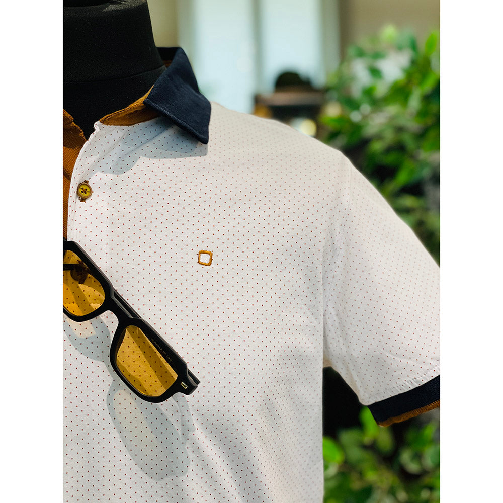 White polo shirt | Small Dots | Y.S. Original