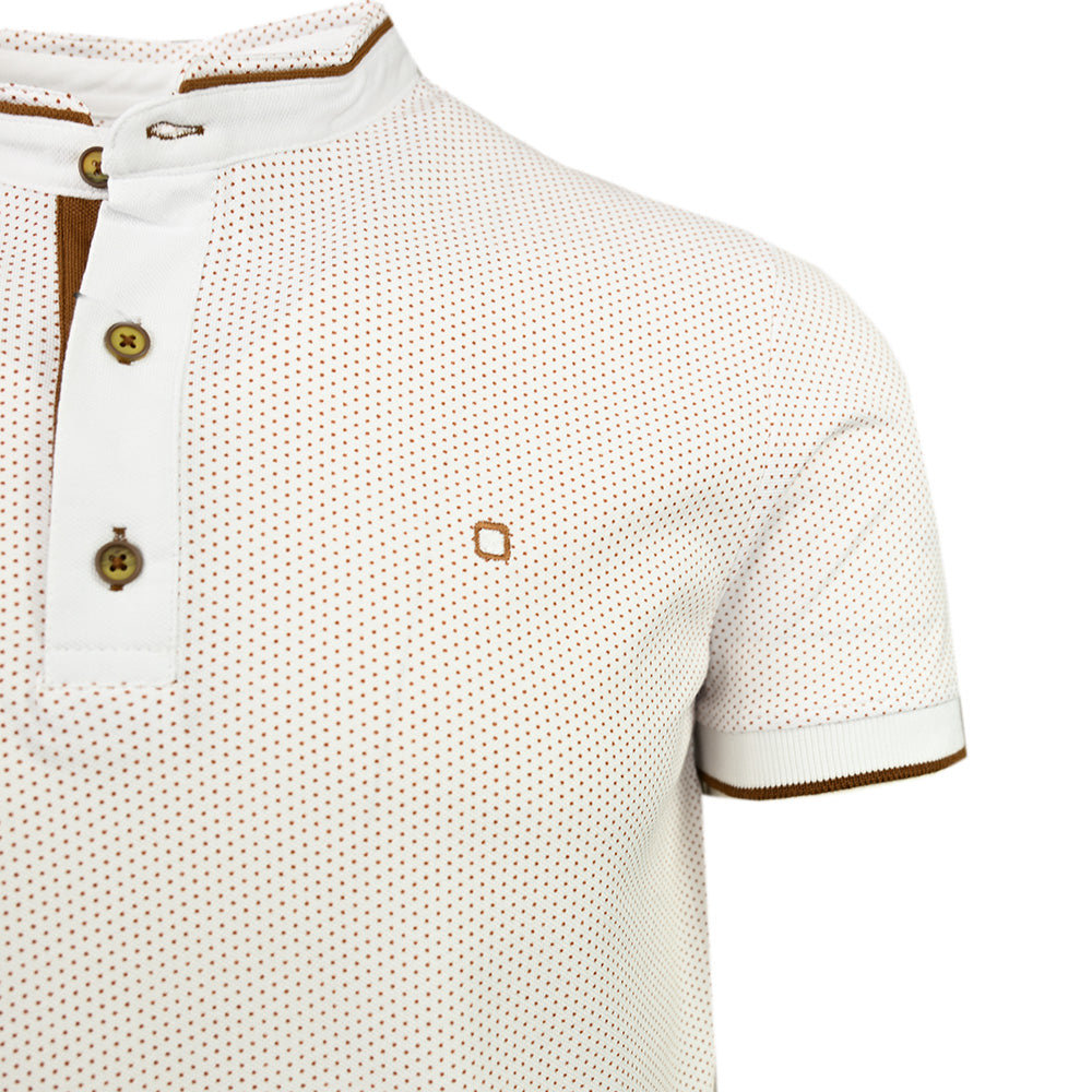 Weißes Poloshirt mit Stehkragen ⎪ Brown Dots ⎪ Y.S. Original