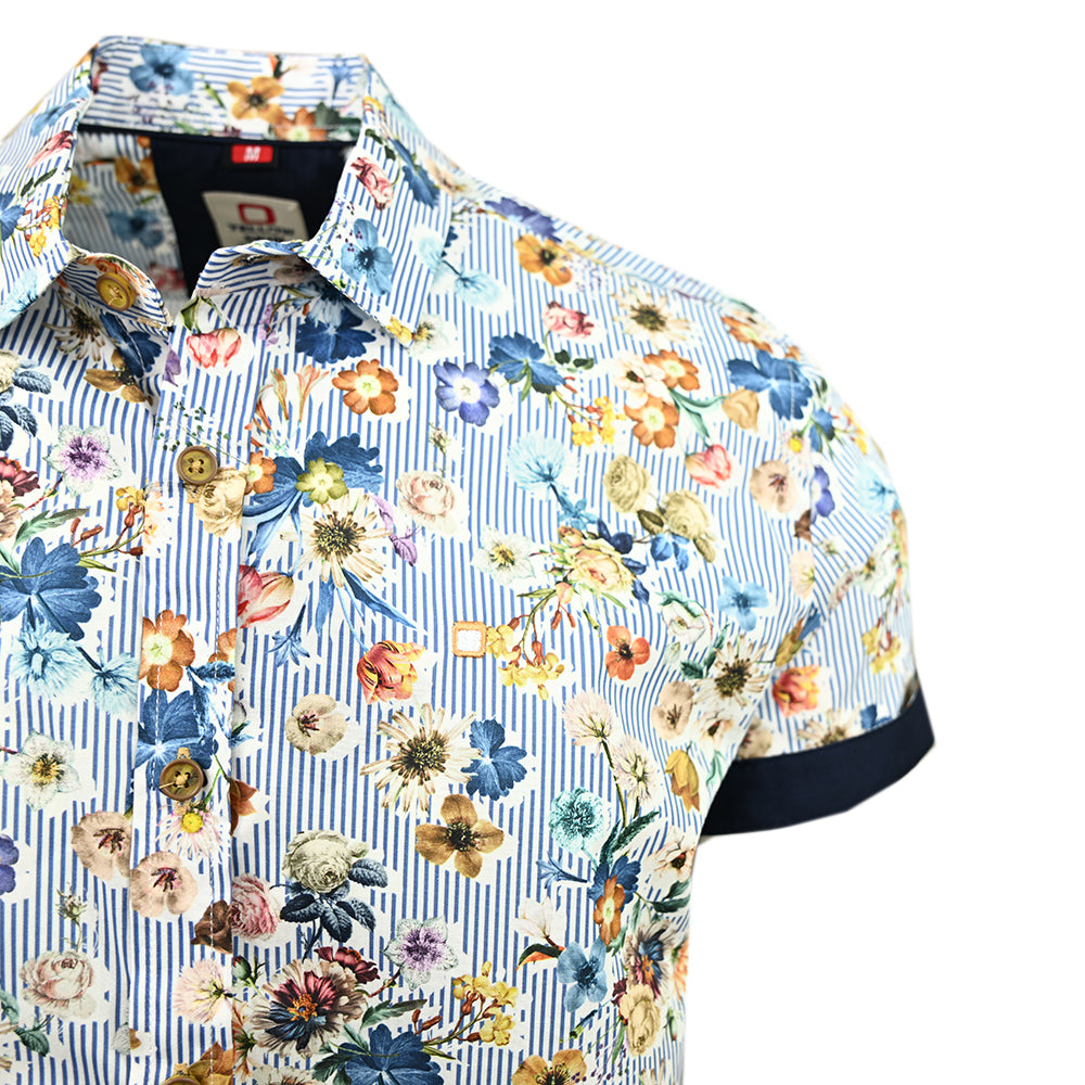 Kurzärmeliges florales Hemd mit Kragen ⎪ Slim Fit ⎪ Y.S. Original