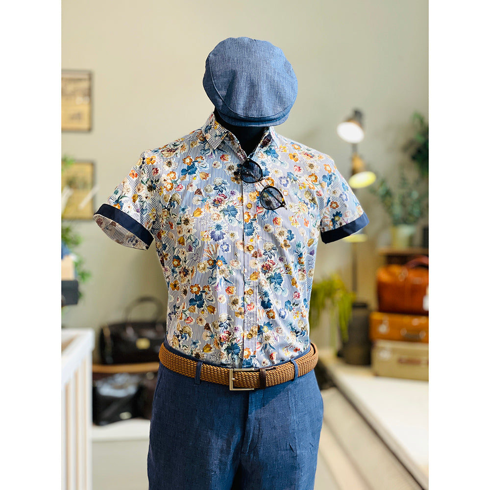 Kortärmad blommönstrad skjorta med krage ⎪ Slim fit ⎪ Y.S. Original