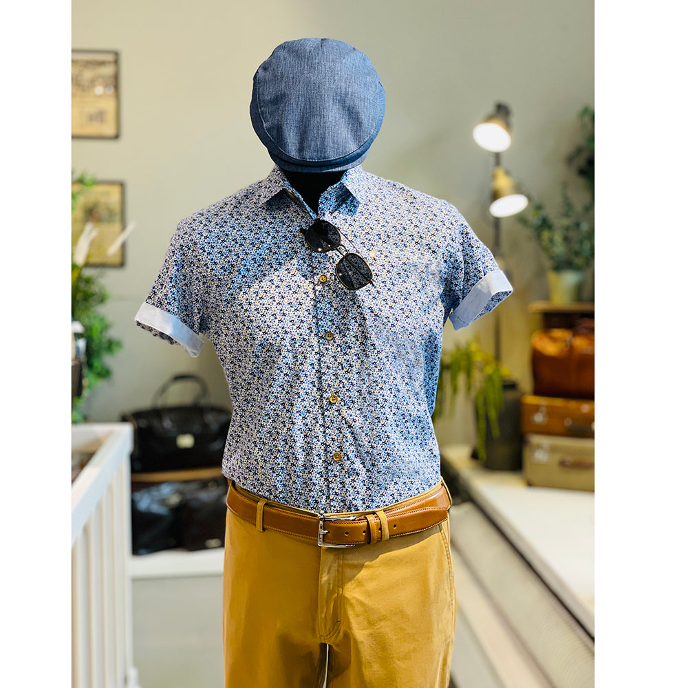 Lyhythihainen kauluspaita sinisellä kuviolla⎪  Slim Fit  ⎪  Y.S. Original