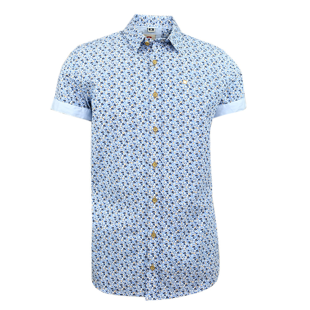 Lyhythihainen kauluspaita sinisellä kuviolla⎪  Slim Fit  ⎪  Y.S. Original