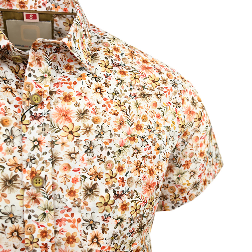 Short-sleeved collared shirt with an orange pattern ⎪ Regular Fit ⎪ Y.S. Original