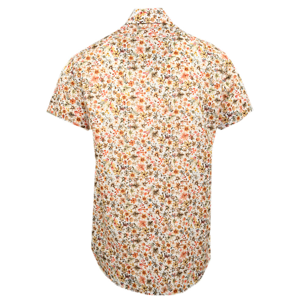 Short-sleeved collared shirt with an orange pattern ⎪ Regular Fit ⎪ Y.S. Original