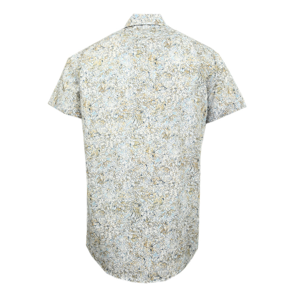 Short-sleeved beige patterned collared shirt ⎪ Regular Fit ⎪ Y.S. Original